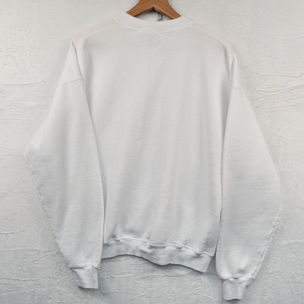 VTG Humor Sweatshirt Men's XL White Cat Graphic Animal Cute Boxy Cartoon 90s - Picture 2 of 12